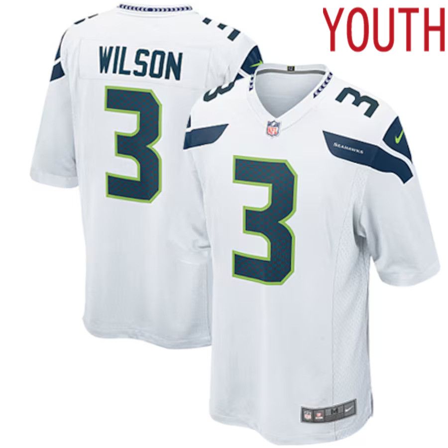 Cheap Youth Seattle Seahawks 3 Russell Wilson Nike White Game NFL Jersey